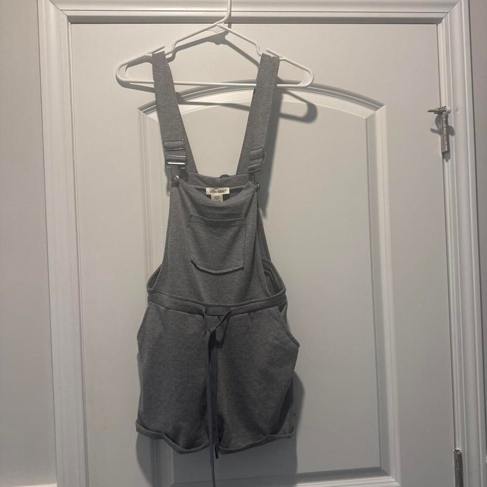 Shosho Womens Heather Grey Sweatshirt Knit Overall Shorts Shortalls Size Small S